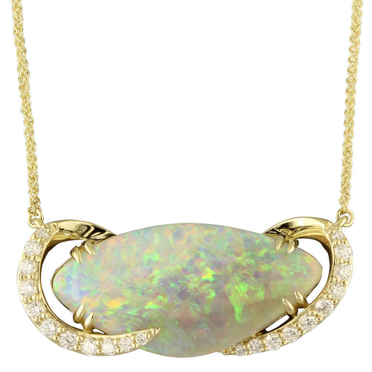 14K Yellow Gold Australian Opal/Diamond Neckpiece