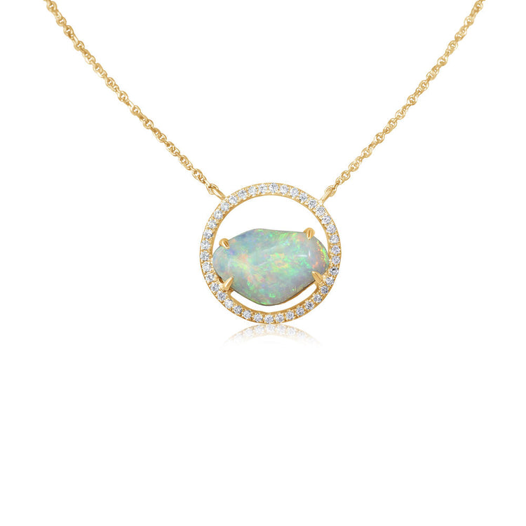 14K Yellow Gold Australian Opal/Diamond Neckpiece