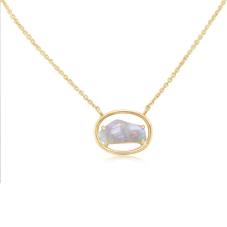 14K Yellow Gold Australian Opal Neckpiece