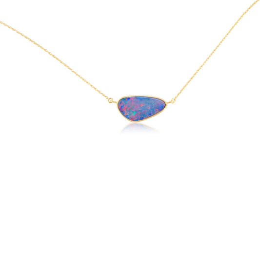 14K Yellow Gold Australian Opal Doublet Neckpiece