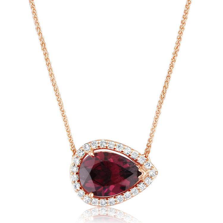 14K Gold Rose Rhodolite/Diamond Neckpiece