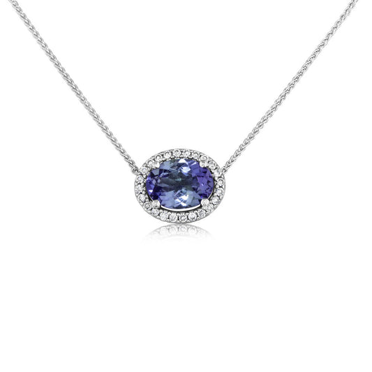 14K White Gold Peacock Tanzanite/Diamond Neckpiece