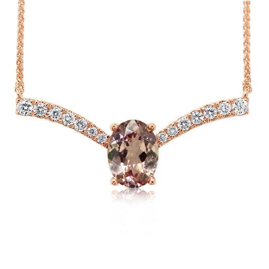 14K Rose Gold Lotus Garnet/Diamond Neckpiece