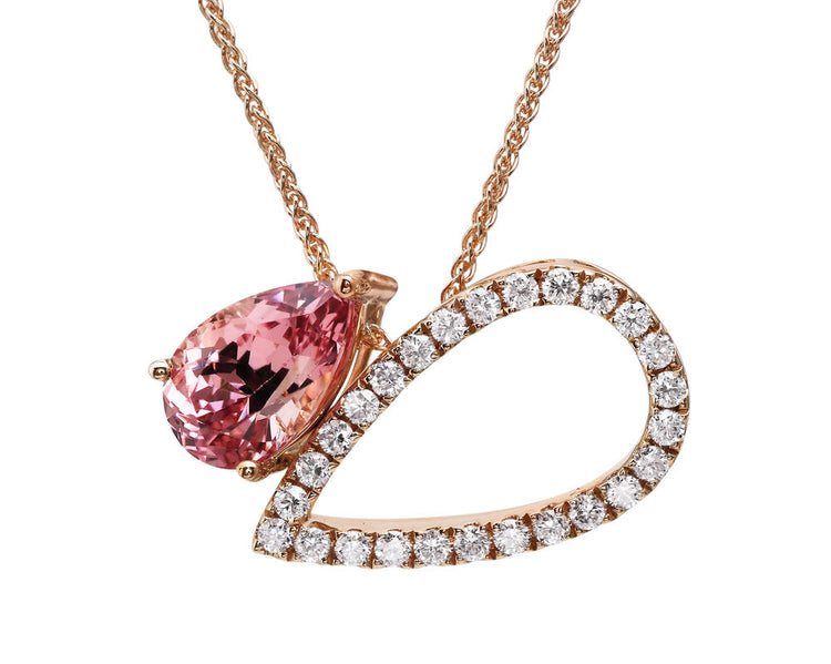 14K Rose Gold Lotus Garnet/Diamond Neckpiece