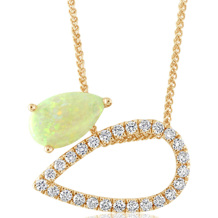 14K Yellow Gold Australian Opal/Diamond Neckpiece