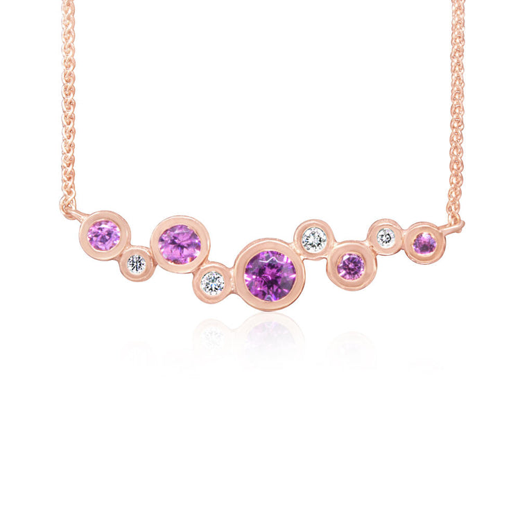 14K Rose Gold Purple Garnet/Diamond Neckpiece