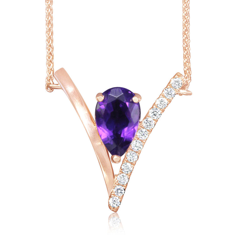 14K Rose Gold Amethyst/Diamond Neckpiece