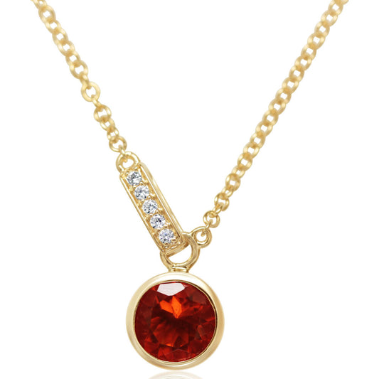 14K Yellow Gold Fire Opal/Diamond Necklace