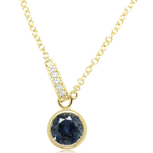 14K Yellow Gold Montana Sapphire/Diamond Necklace