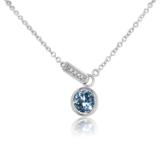 14K White Gold Montana Sapphire/Diamond Necklace