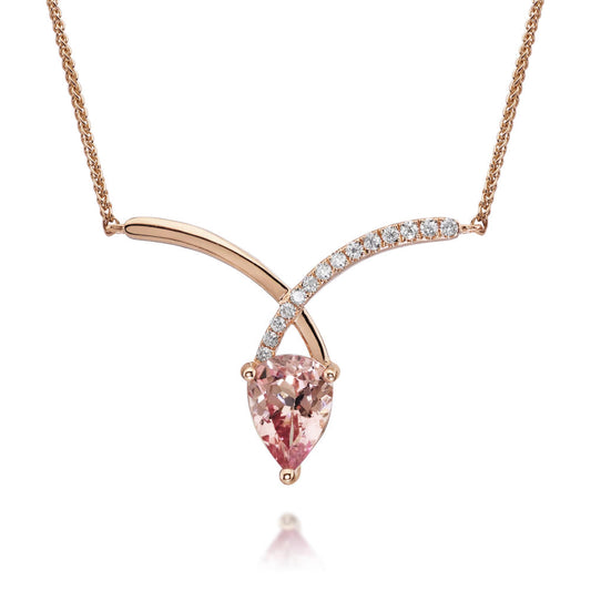 14K Rose Gold Lotus Garnet/Diamond Neckpiece