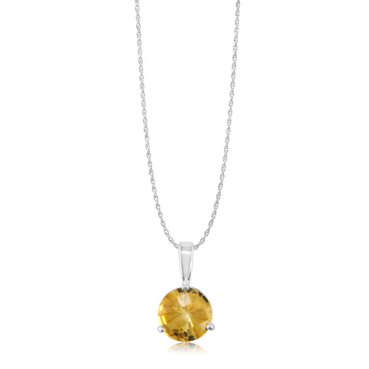 14K White Gold Checkerboard Citrine Martini Pendant