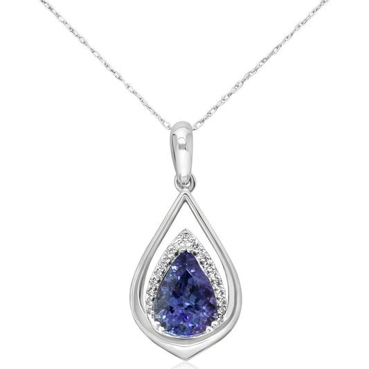 14K White Gold Peacock Tanzanite/Diamond Pendant