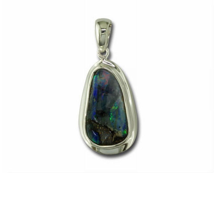 Sterling Silver Boulder Opal with Bezel Pendant