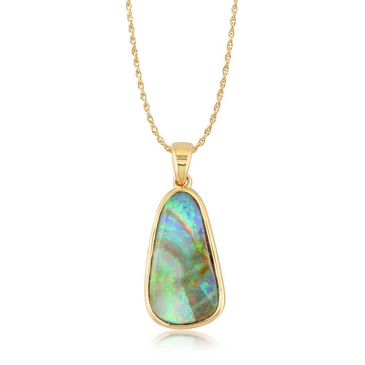 14K Yellow Gold Boulder Opal Medium Bail Pendant