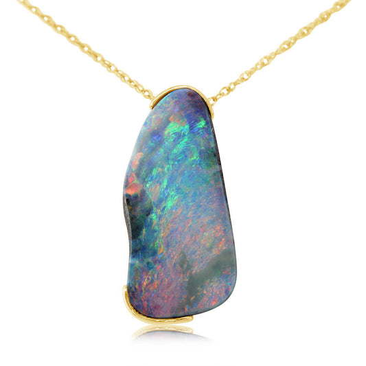 14K Yellow Gold Australian Boulder Opal Pendant