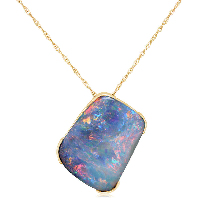 14K Yellow Gold Australian Boulder Opal Pendant