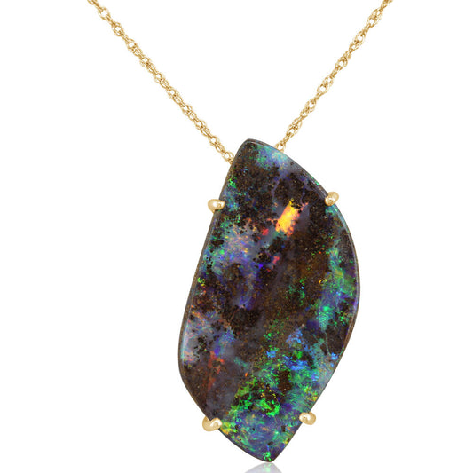 14K Yellow Gold Australian Boulder Opal Pendant