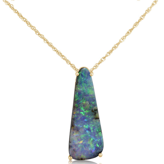 14K Yellow Gold Australian Boulder Opal Pendant