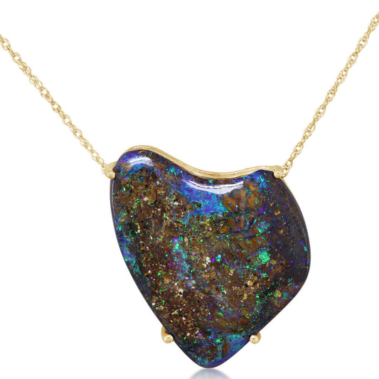 14K Yellow Gold Australian Boulder Opal Pendant