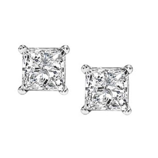 14K P/Cut Diamond Studs 1/4 ctw