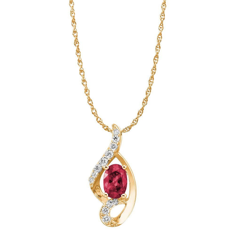 14K Yellow Gold Ruby/Diamond Pendant