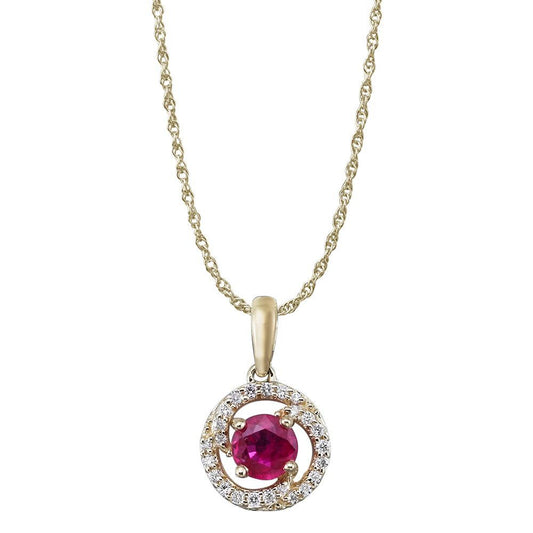 14K Yellow Gold Ruby/Diamond Pendant