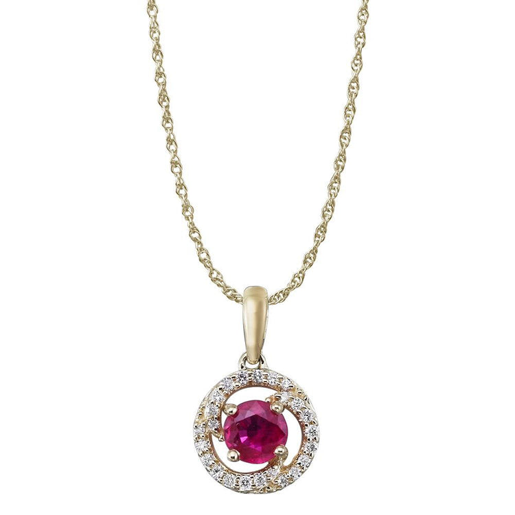 14K Yellow Gold Ruby/Diamond Pendant