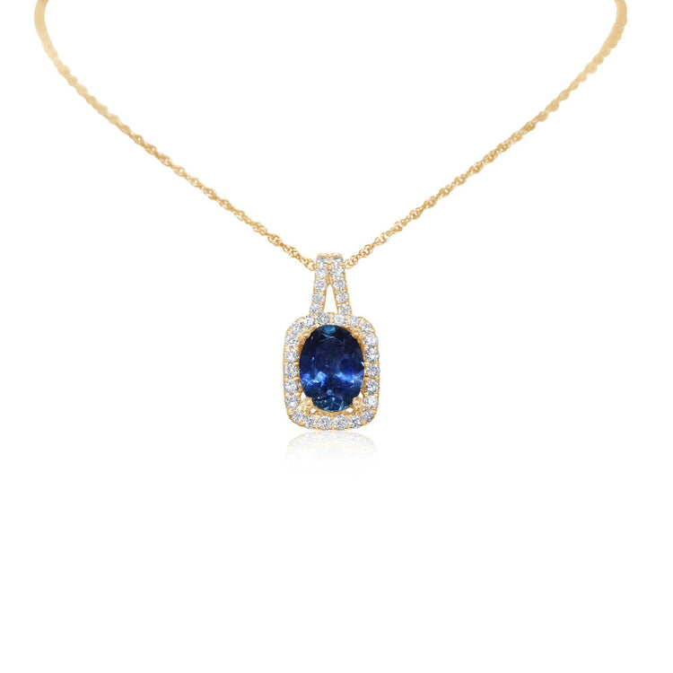 14K Yellow Gold Montana Sapphire/Diamond Pendant