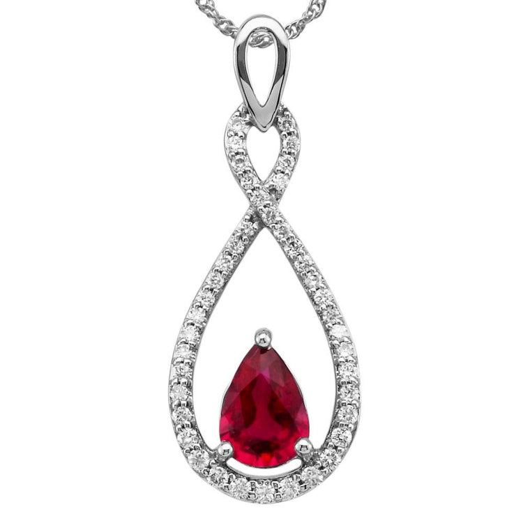 14K White Gold Ruby/Diamond Pendant