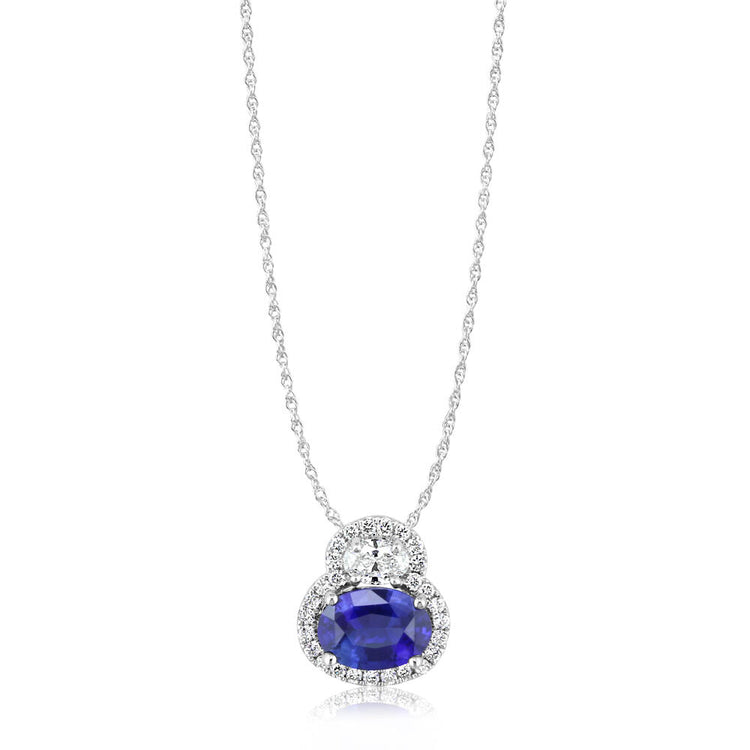 14K White Gold Ceylon Sapphire/Diamond Pendant