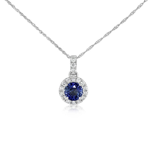 14K White Gold Sapphire/Diamond Pendant