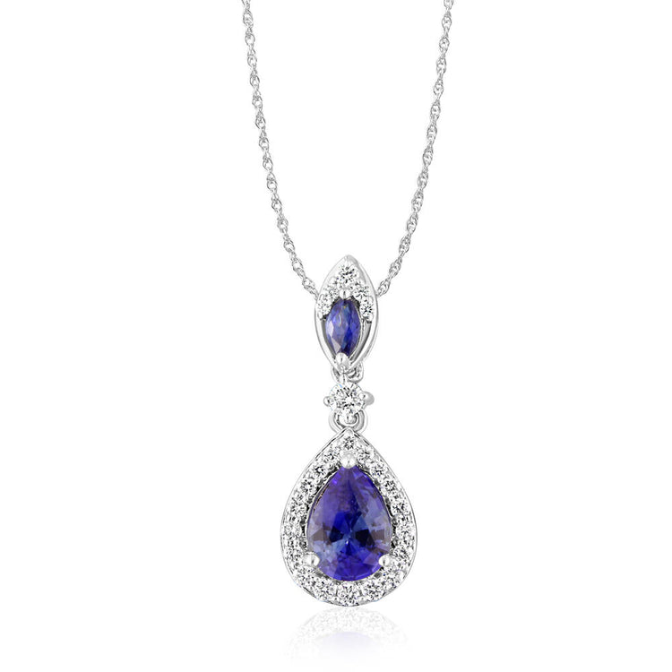 14K White Gold Sapphire/Diamond Pendant