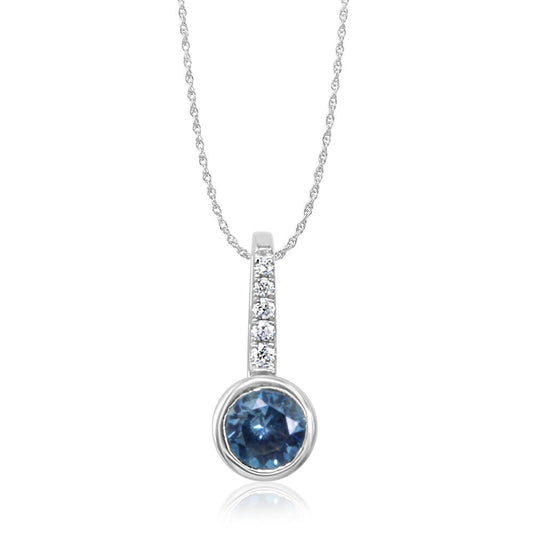 14K White Gold Montana Sapphire/Diamond Pendant