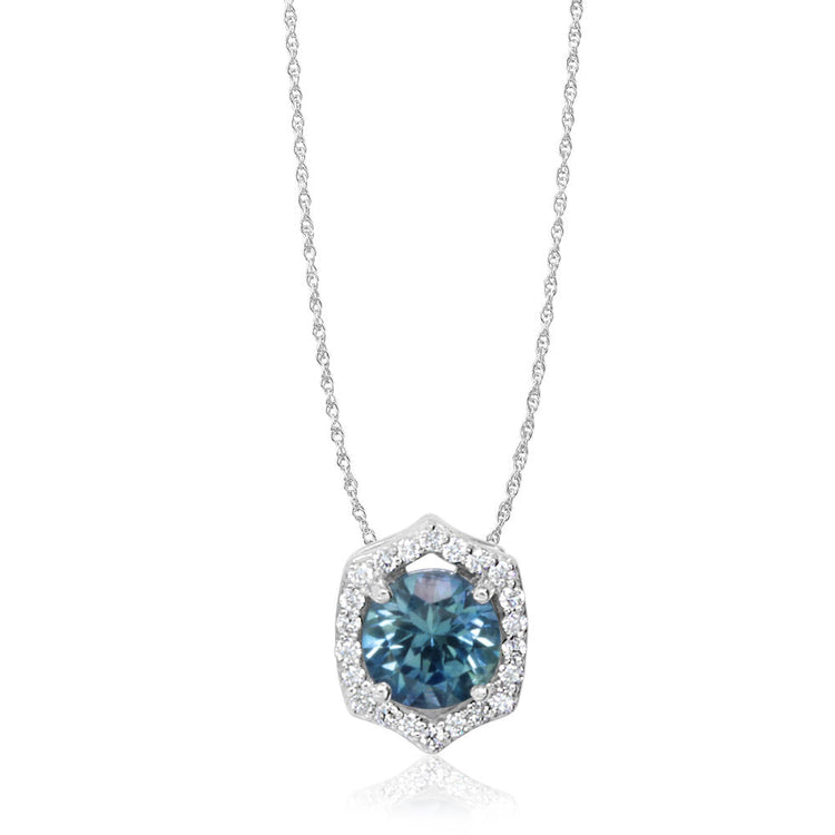 14K White Gold Montana Sapphire/Diamond Pendant