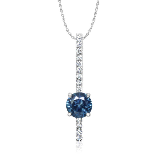 14K White Gold Montana Sapphire/Diamond Pendant