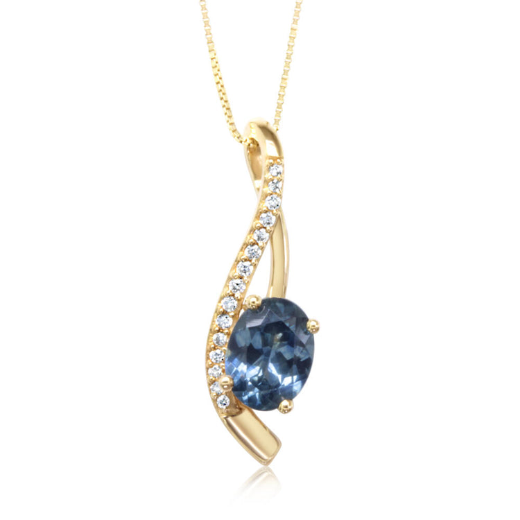 14K Yellow Gold Montana Sapphire/Diamond Pendant