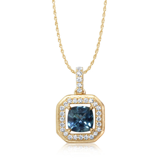 14K Yellow Gold Montana Sapphire/Diamond Pendant