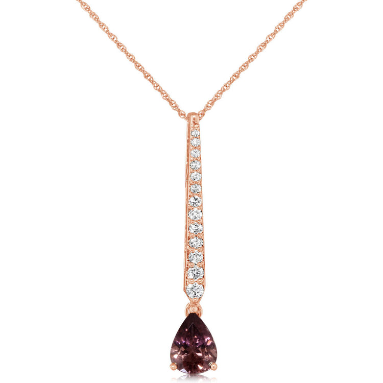 14K Rose Gold Lotus Garnet/Diamond Pendant