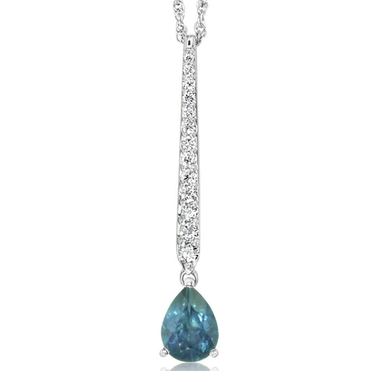 14K White Gold Montana Sapphire/Diamond Pendant