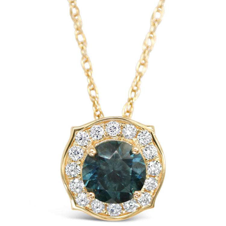 14K Yellow Gold Montana Sapphire/Diamond Pendant