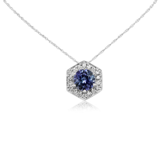 14K White Gold Peacock Tanzanite/Diamond Pendant