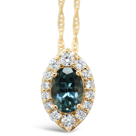 14K Yellow Gold Montana Sapphire/Diamond Pendant