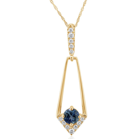 14K Yellow Gold Montana Sapphire/Diamond Pendant