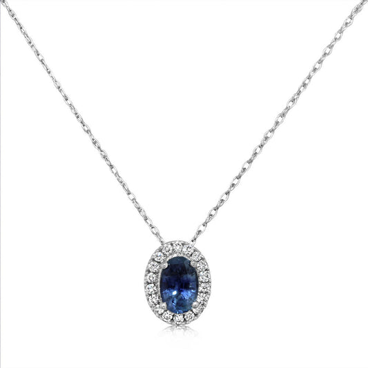 14K White Gold Montana Sapphire/Diamond Pendant