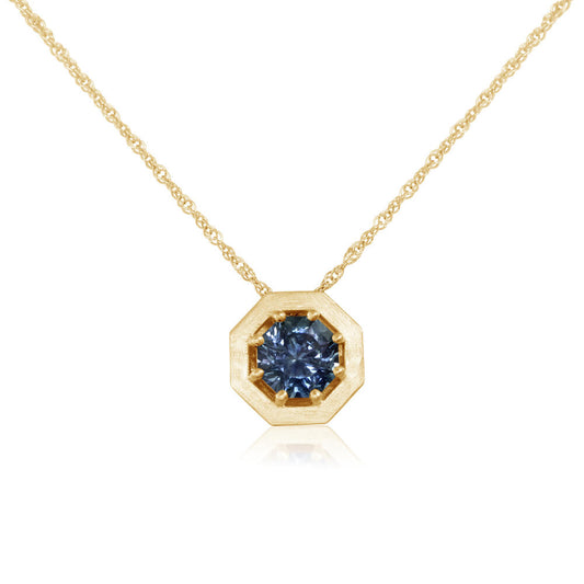 14K Yellow Gold 5mm Octagon Montana Sapphire Pendant