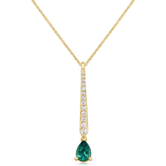 14K Yellow Gold Emerald/Diamond Pendant