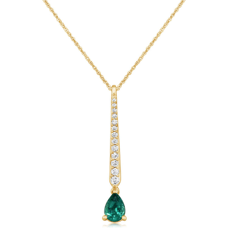 14K Yellow Gold Emerald/Diamond Pendant