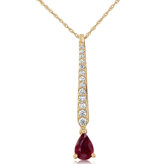 14K Yellow Gold Ruby/Diamond Pendant