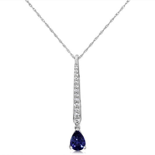 14K White Gold Sapphire/Diamond Pendant